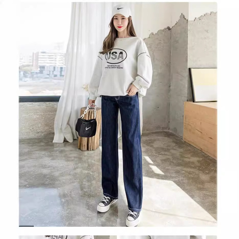 2026 Maternity Pants Autumn/Winter New Pregnancy Jeans Maternity Wear Loose Fit High Waist Belly Support Maternity Wide Leg Pants