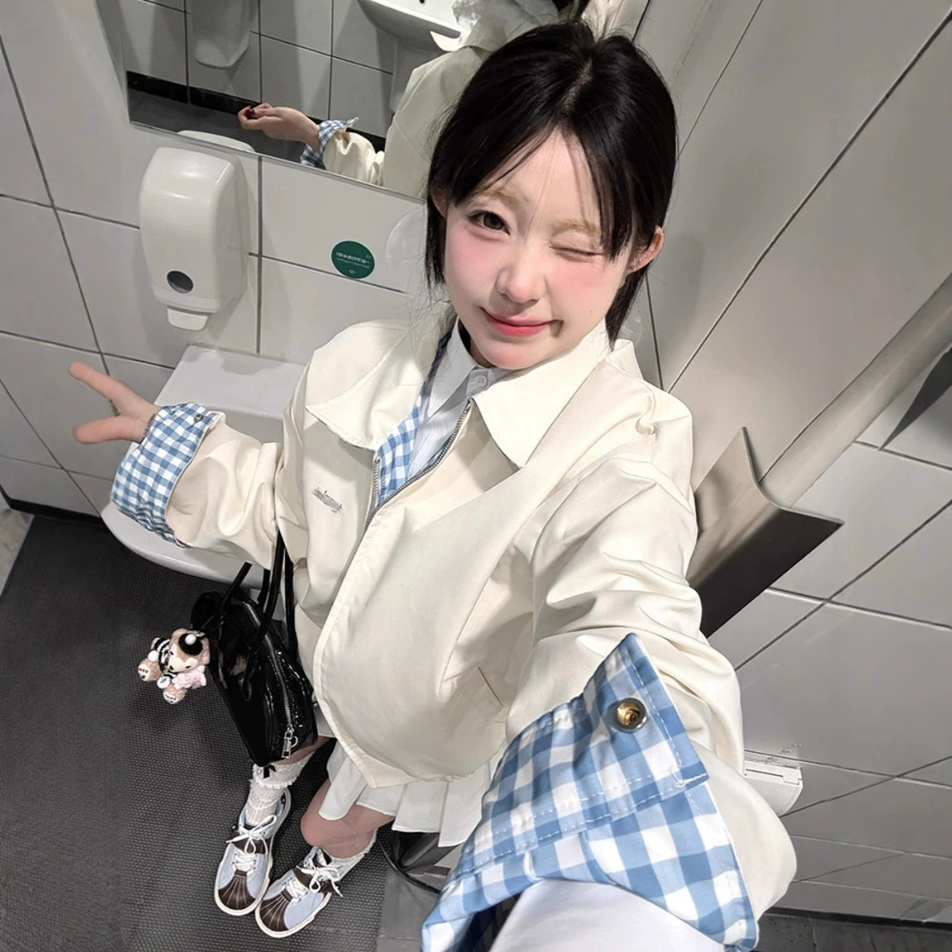 Двусторонняя куртка для женщин, весна 2025, американский ретро-дизайн, нишевая унисекс-модель, трендовая брендовая куртка, топ-модель