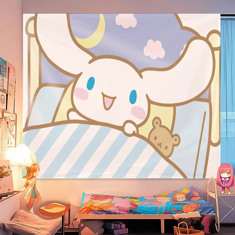Sanrio INS фоновая ткань с милой мелайи, подвесная ткань Cuolomi, девичье сердечко, коричный узор, настенный гобелен для общежития