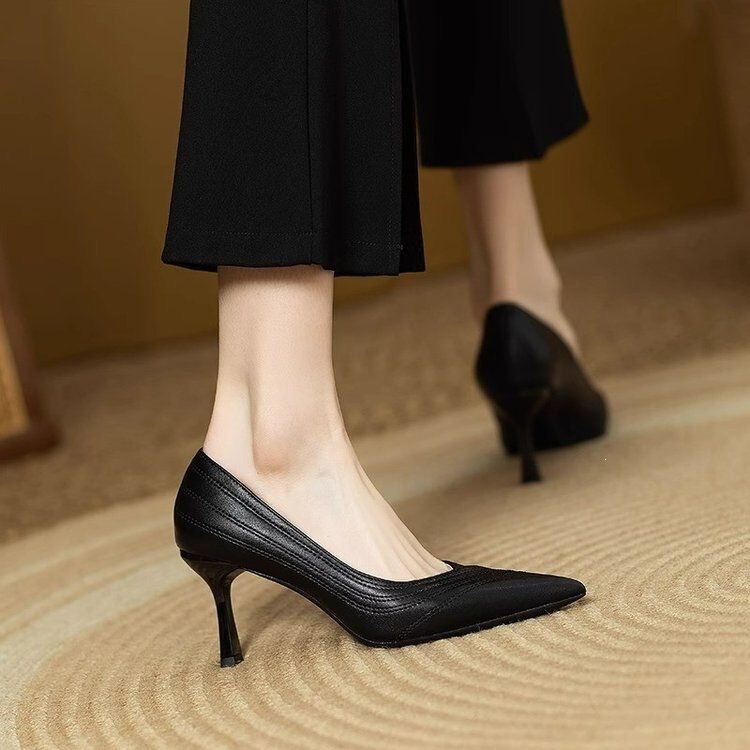 Brand Shoes French-Style Pointed-Toe Stiletto Heels for Women 2026 Spring/Summer New Versatile Comfortable Retro Shallow-Mouthed Commuter Shoes
