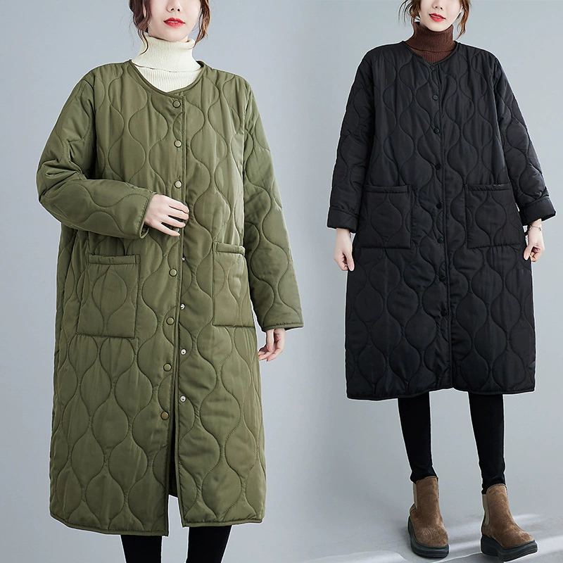 Long down jacket, mid-length, loose fit, plus size