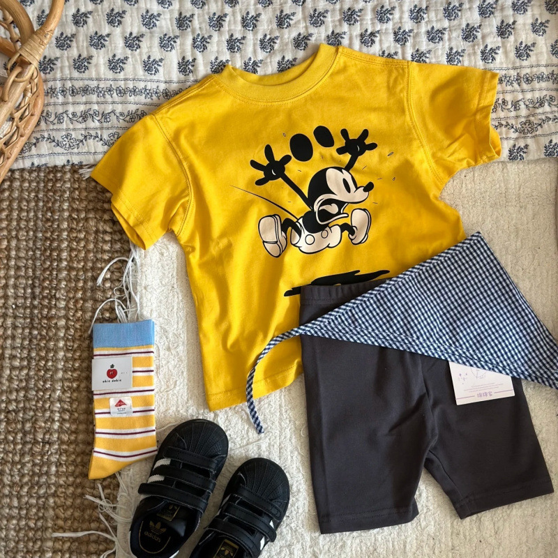 子供の夏の漫画のプリントの半袖のゆったりした女の子のカジュアルなtシャツの半袖の丸首の流行の上着の0031a 189|undefined