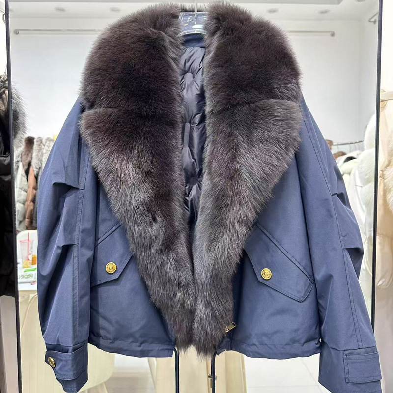 Detachable Real Fox Fur Collar Thickened down Lining Sweet Cool Parka down Jacket Women's Workwear Casual Fur Coat Detachable Real Fox Fur Collar Thickened down Lining Sweet Cool Parka down Jacket Women's Workwear Casual Fur Coat