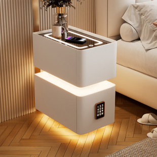 Super Narrow Smart Bedside Table with Lamp 2024 New Style Bedroom Light Luxury High-end Simple Modern Bedside Storage Cabinet
