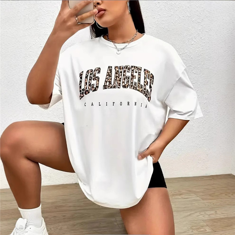 Los Angeles, California USA City Leopard Print T-Shirt Women