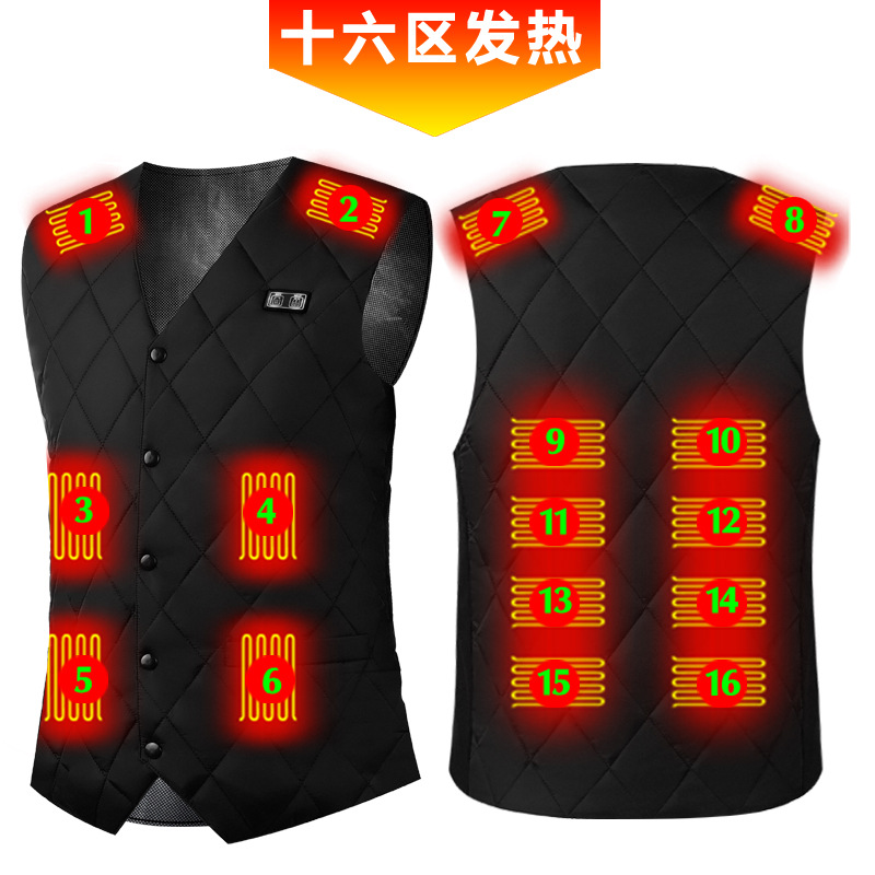 Distrito 16 Chaleco de calefacción inteligente invierno cálido Chaleco de calefacción eléctrica USB temperatura constante hombres y mujeres chaleco transfronterizo exclusivo
