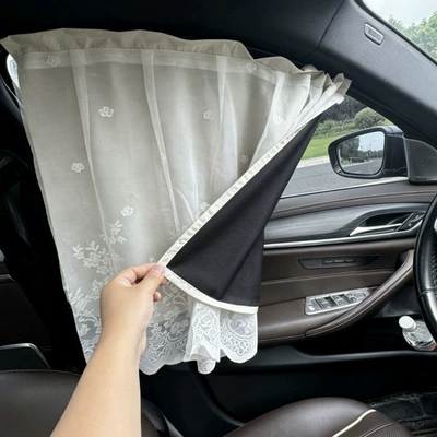 Car window blackout track-mounted sunshade curtain for babies and infants, heat-insulating and UV-protective