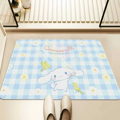 Avtomobil döşəmə paspasları – Cute Bathroom Rug - blue-and-white-checkered-bird-cinnamon-4060