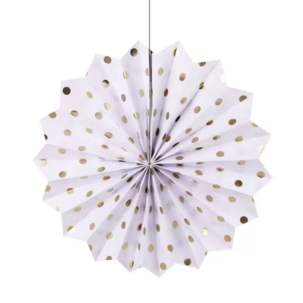 厂家供应烫金波点折纸扇套装纸扇花生日橱窗婚礼派对装饰用折纸扇