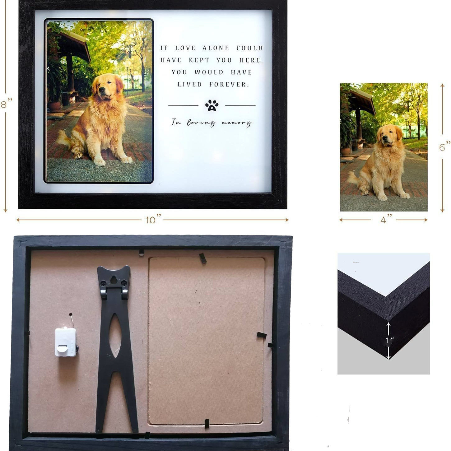 Creativo luminoso de madera para mascotas marco de fotos conmemorativo gato perro Mesa conmemorativa marco de fotos