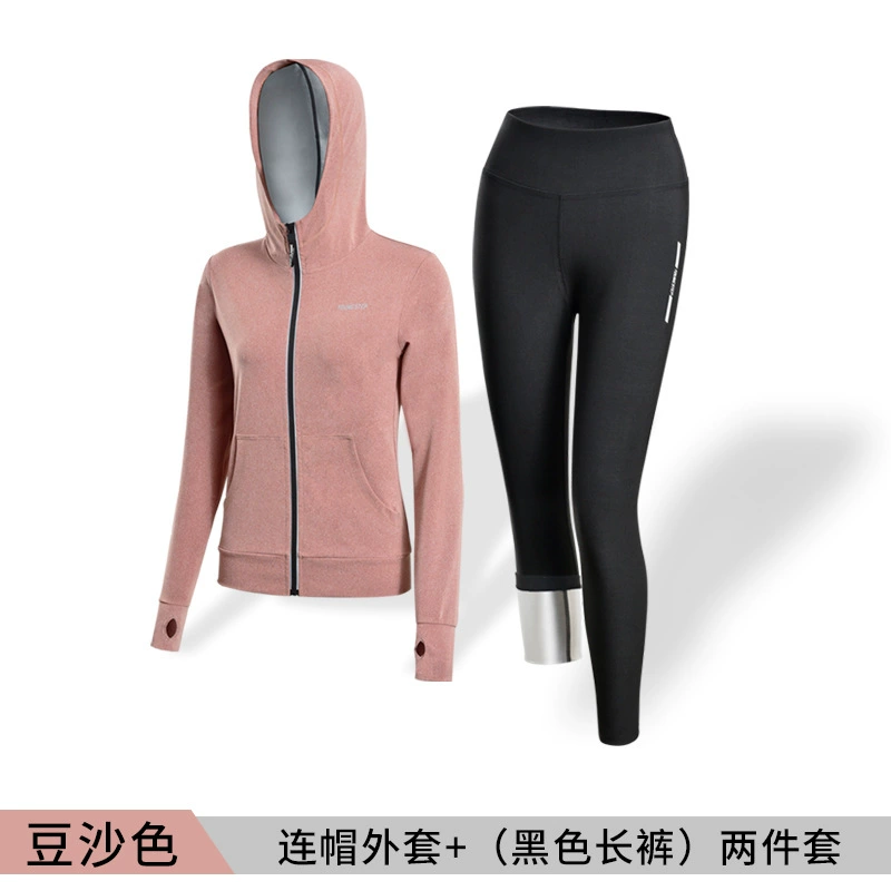 Sports set running suit, hooded or stand-collar jacket with leggings, plus sizes S–3XL