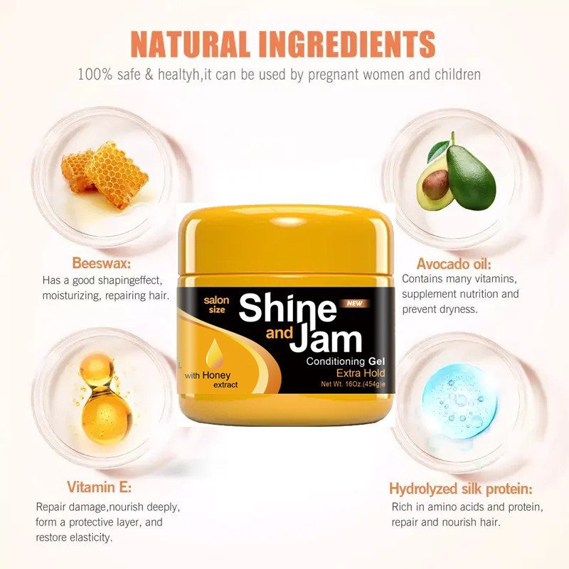 Gel Fijador para Peinados Shine Jam, Gel para Trenzas, Cera para el Cabello, Disponible en Varios Países