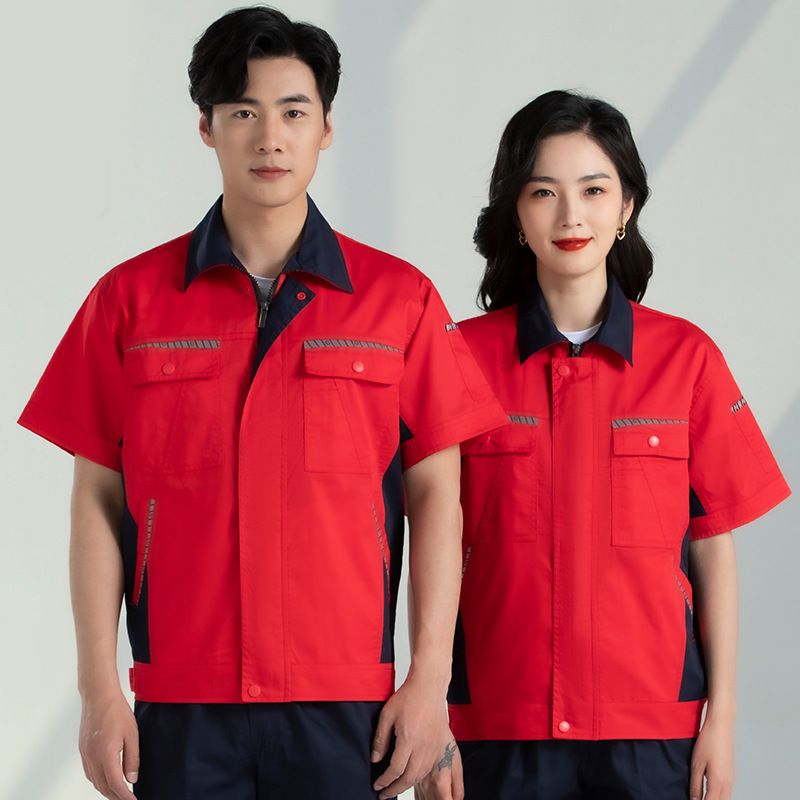Trajes de trabajo de mangas cortas para hombres desgaste sitio de construcción de reparación de automóviles ropa mecánica y eléctrica fábrica de ropa de seguro laboral personalizada