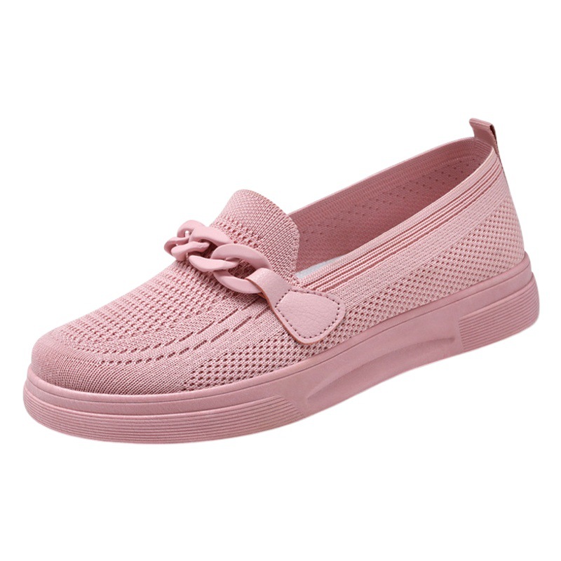 Zapatos de mujer 2024 nuevos zapatos de mujer de comercio exterior transpirables cómodos sin cordones cómodos zapatos de mujer transfronterizos volando zapatos de mamá tejidos