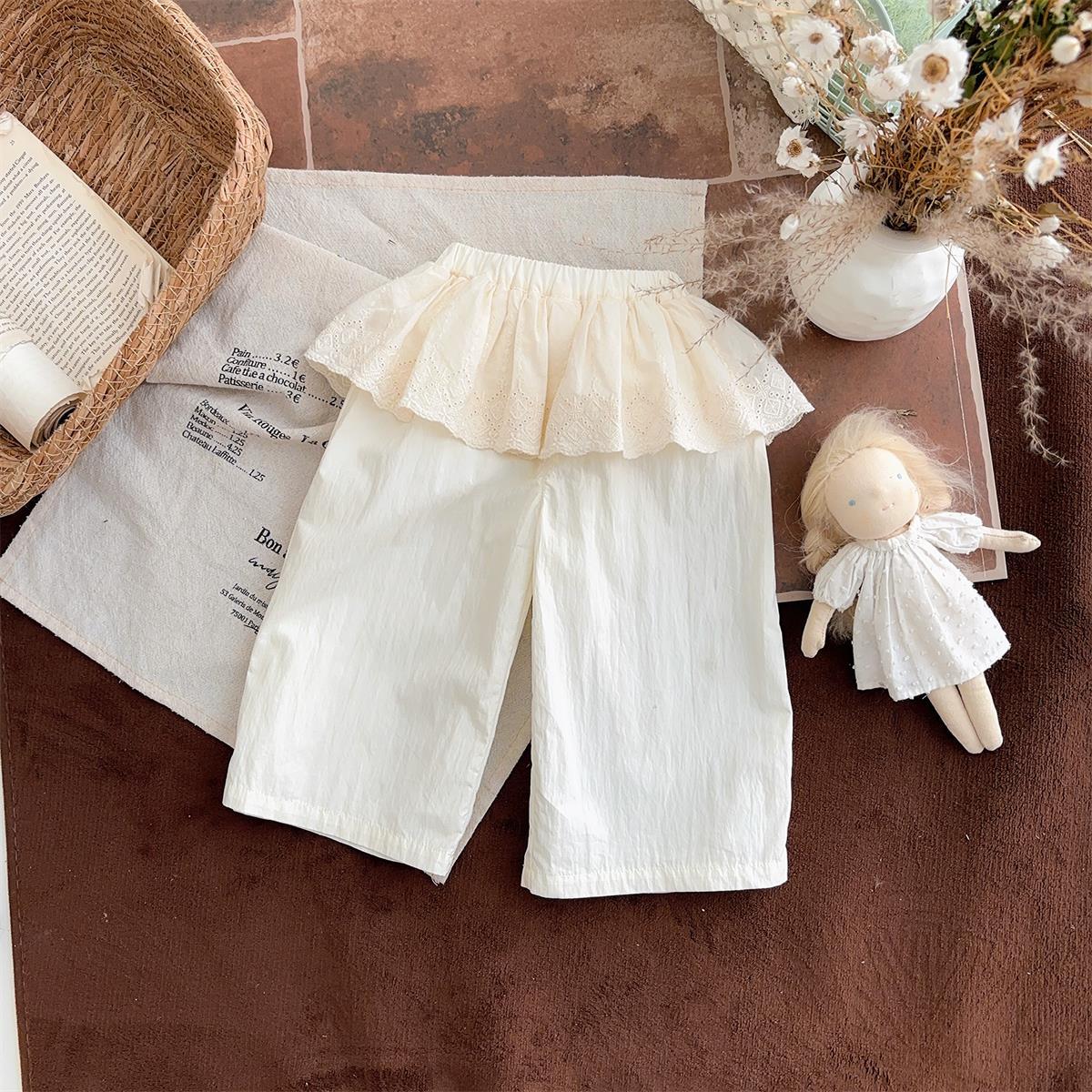 Verano para niñas estilo occidental estilo occidental todo-fósforo encaje pedo cortina falda pantalones bebé color sólido lazo chaleco top traje de dos piezas