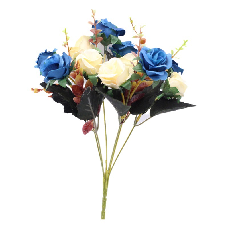 Flores artificiales 12 rosas doble color, diamante, decoración para hogar y bodas – Mayorista de Yiwu