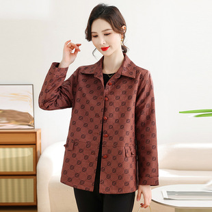 Middle-aged Spring and Autumn Women's Coat Mother Loose Western-style Top Elderly Clothes Grandma Casual Jacket