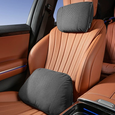 Suitable for Maybach, Mercedes-Benz, Toyota, Headrest - s-style-suede-premium-black-headrest-lumbar-support-set