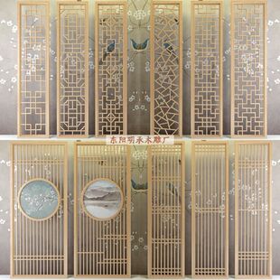 东阳木雕实木花格中式隔断屏风格栅背景玄关镂空仿古门窗日式装修-阿里巴巴