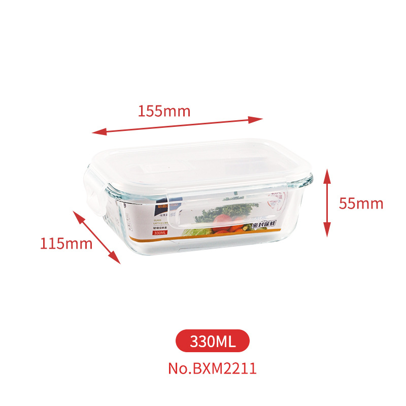 Caja de almuerzo de vidrio horno microondas calefacción tazón refrigerador alto boro más nítido trabajador de oficina caja de almuerzo de tres rejillas