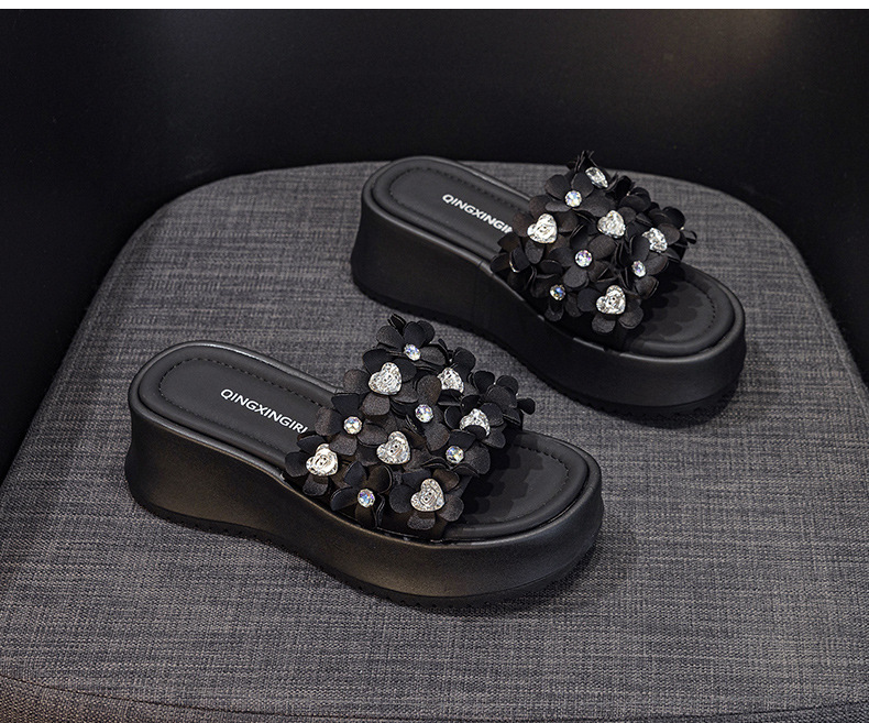 Dép sandal nữ quai chữ V đế dày thời trang — Đen 5076, Vàng 5076 chi tiết 15