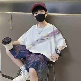 痞帅男童套季薄款2026新款儿童夏装短袖运动服中大童夏款两件套酷