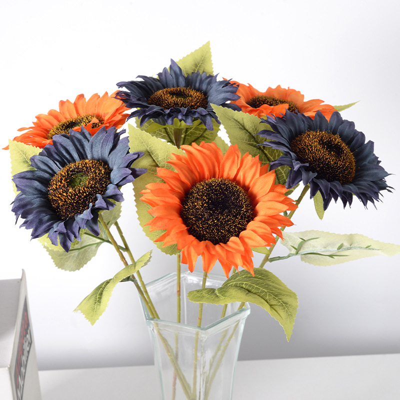 Flores de girasol de estilo europeo decoración de sala de estar de flores falsas de sol flores artificiales al por mayor