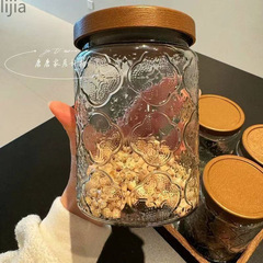 茶罐零食玻璃储物罐罐坚果储物罐大容量食品级密封罐其他印花