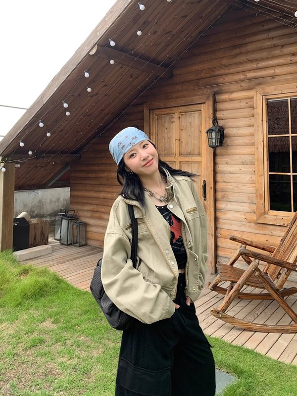 美式复古脏脏工装风机车夹克辣妹宽松显瘦短款外套2025年秋季新款|undefined