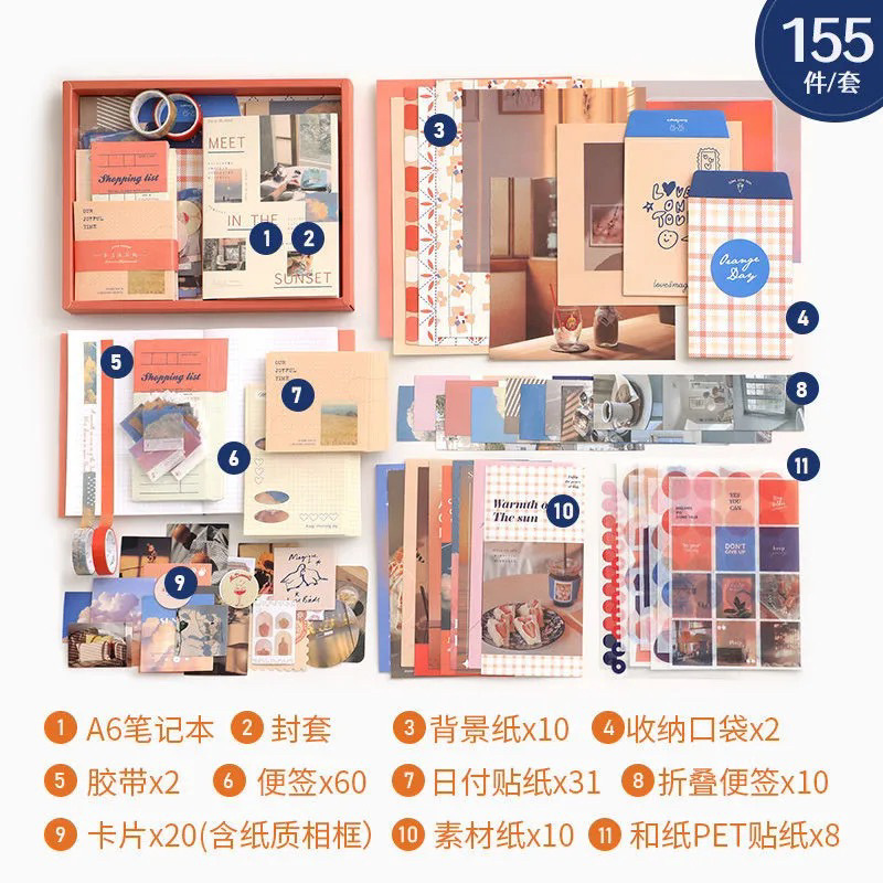 芯莫 欧米風蝶々図鑑 暖寄シリーズ ハンドブック素材ギフトボックス 可愛い女の子心方眼ノートセット