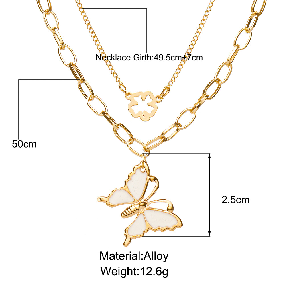 Simple Double Butterfly Pendant Necklace Wholesale Nihaojewelry