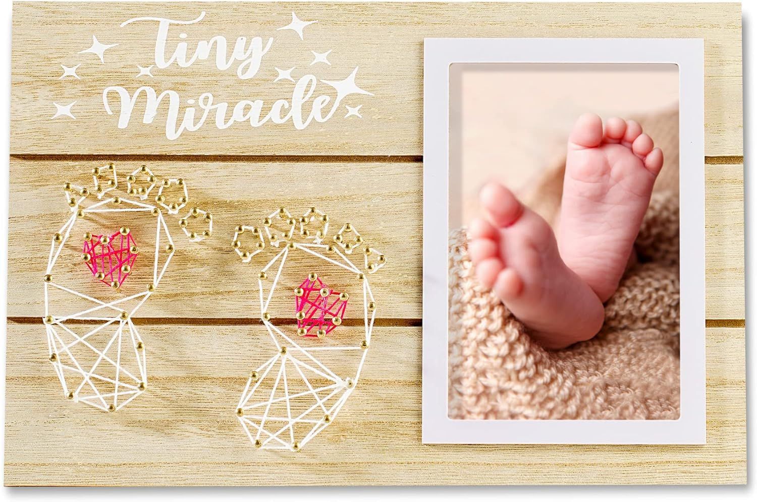 Marco de fotos de madera para bebés huellas de mesa creativa sinuoso marco de fotos de corazón rojo marco de fotos de recuerdo de bebé