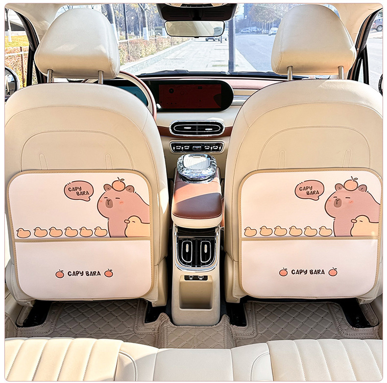 Car Seat Back Anti-Kick Pad Anti-Dirty Wear-Resistant Car Seat Protection Pad Capibara Capybara Storage Anti-Kick Pad for Women