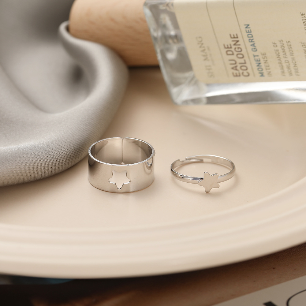 wholesale jewelry butterfly heart dolphin star ring 2-piece set Nihaojewelry