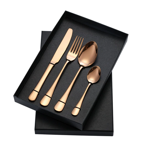 Golden set, gift box, pink gold, 4 pieces
