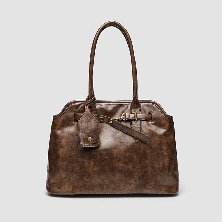 Bolso maletín retro perezoso para mujer, textura de gran capacidad, diseño de nicho simple y versátil, bolso portátil de un solo hombro