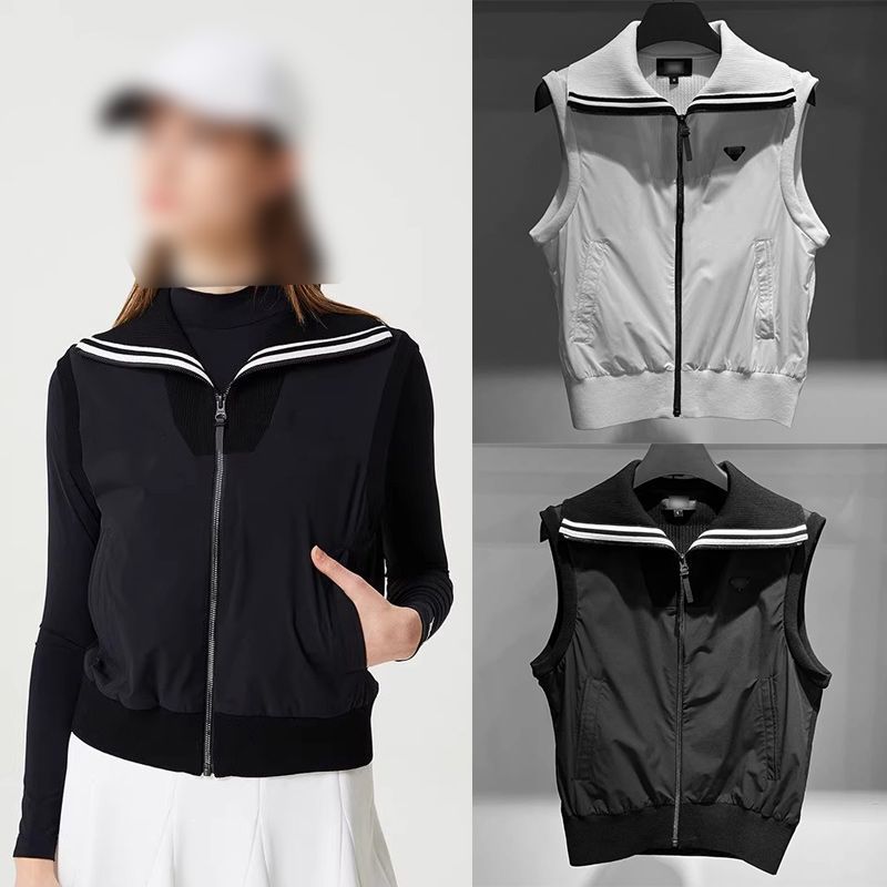 Korean Original Golf Spring and Summer Women's 24 New Fashionable and Chic Lapel Sleeveless Zipper Jacket Vest