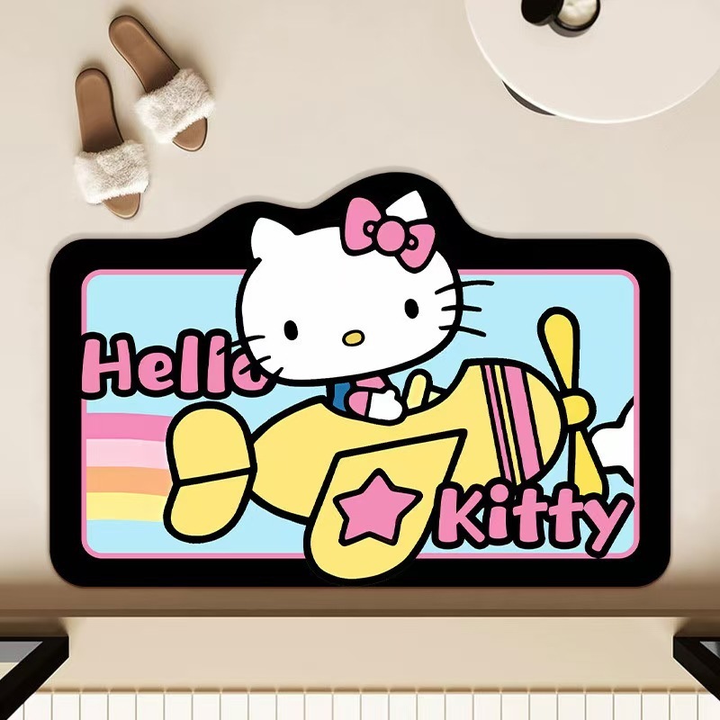 アニメKitty猫吸水滑り止めトイレ浴室マット耐摩耗性家庭用玄関キッチンマット|undefined