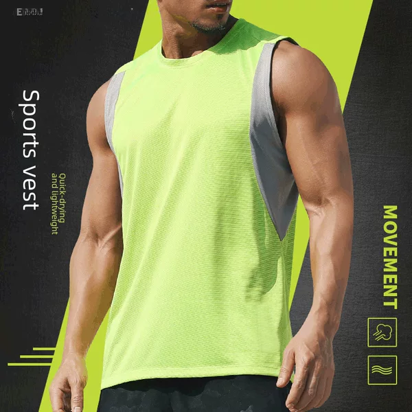 Summer New Quick-Drying Vest for Men, Loose, Breathable, Casual, Fitness Sleeveless Shirt, Running Sports Manufacturer Wholesale, Quick-Drying