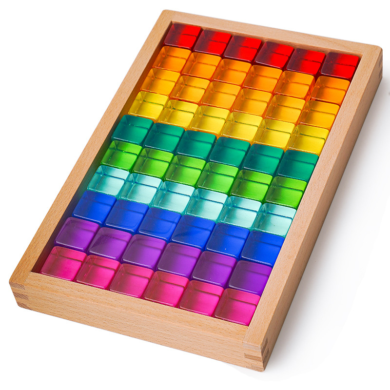 Bloques de construcción de arco iris para niños de madera juguetes bebé color cognición educación infantil altura apilamiento 3-10 años Juguetes