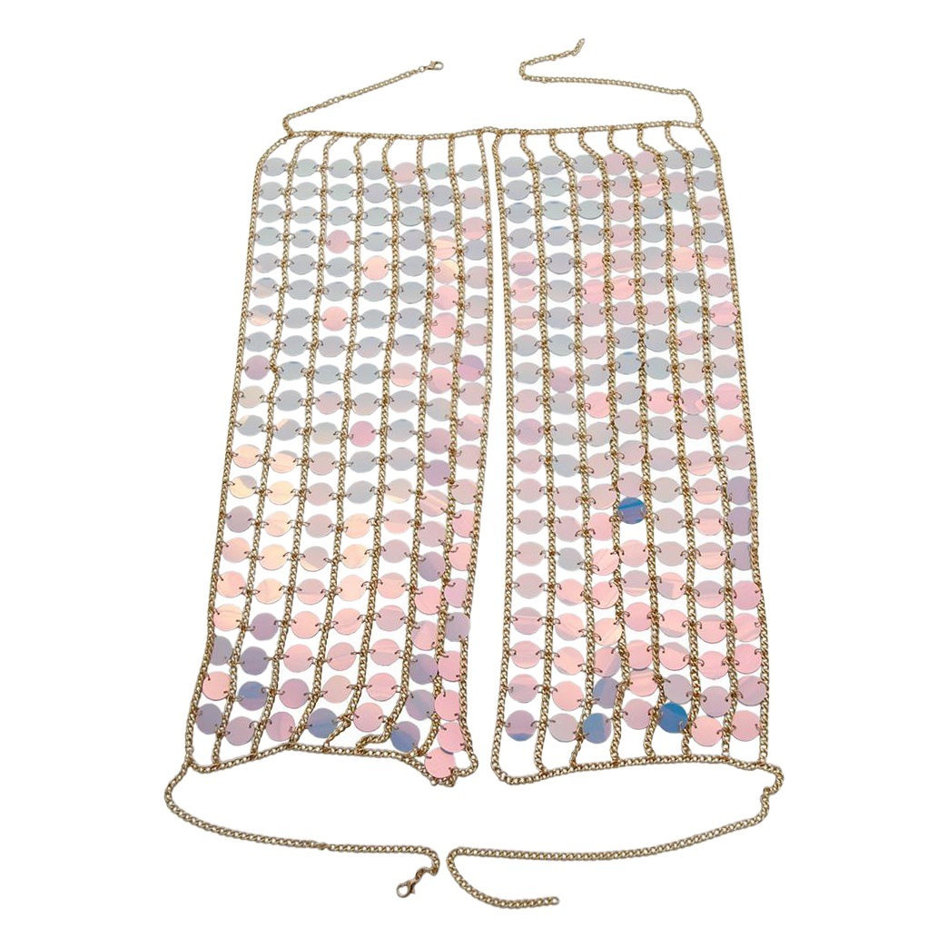 Cadena de lentejuelas para el cuerpo, estilo punk exagerado, geométrico, colorido, con personalidad, exótico, para el pecho, joyería de moda europea y americana transfronteriza.