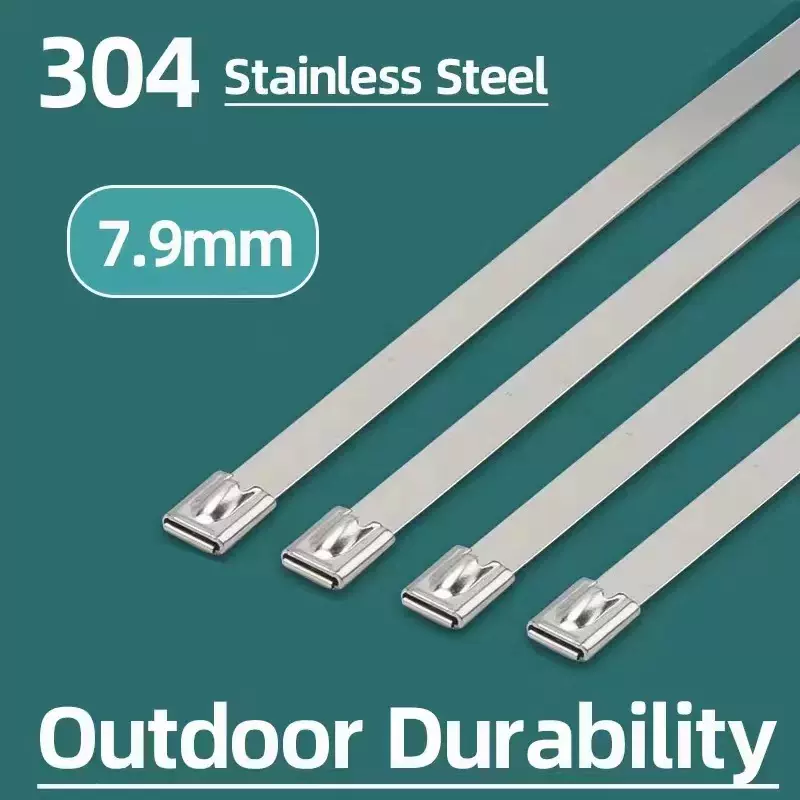 跨境20条装-不锈钢扎带多规格扎丝钢带电线桥架扎带船用金属绑带