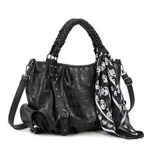 跨境热销女包情侣款朋克个性手提包骷髅头机车斜挎包大容量单肩包
