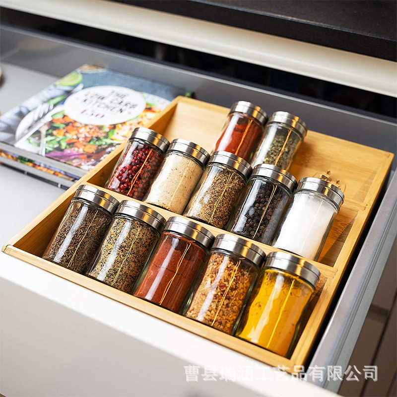 Bamboo multi-layer desktop storage rack kitchen condiment bamboo…