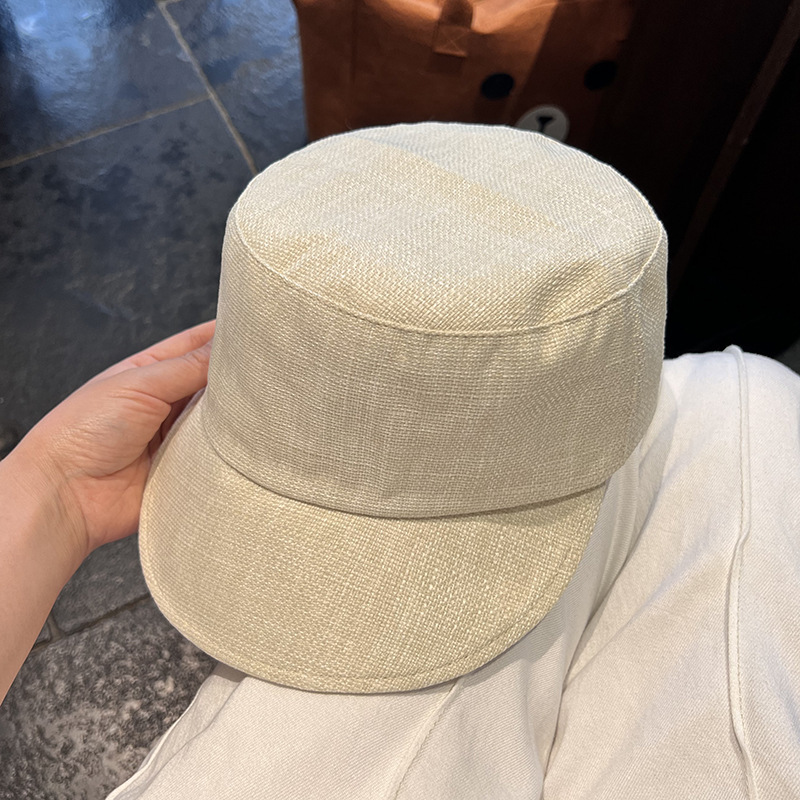 日系复古高品质亚麻马术帽子女显脸小百搭夏季款情侣鸭舌帽气质型|undefined
