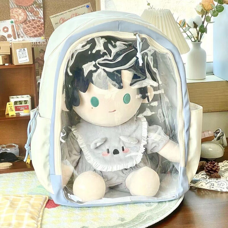 Transparent Doll Bag 40cm Japanese Doll Backpack Schoolbag with Sandwich Student Large Capacity Girl's Backpack Pain Bag Transparent Doll Bag 40cm Japanese Doll Backpack Schoolbag with Sandwich Student Large Capacity Girl's Backpack Pain Bag