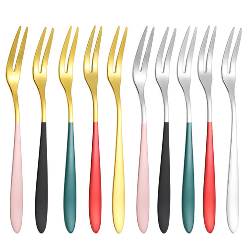 304 stainless steel fruit fork cross-border small fork home fruit skewer European two-prong fork mooncake fork pastry fork