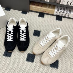 渠道版！0lo真皮复古平底德训鞋女25新款百搭运动休闲轻便阿甘鞋