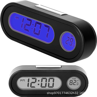 Cross-Border Car Clock Thermometer Car Electronic Clock with Luminous Electronic Watch Car Watch Clock Car Supplies