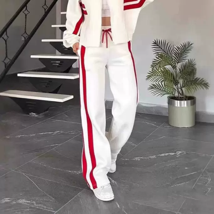 2025欧美跨境亚马逊Temu时尚拼色新款两件套秋季女士休闲运动套装